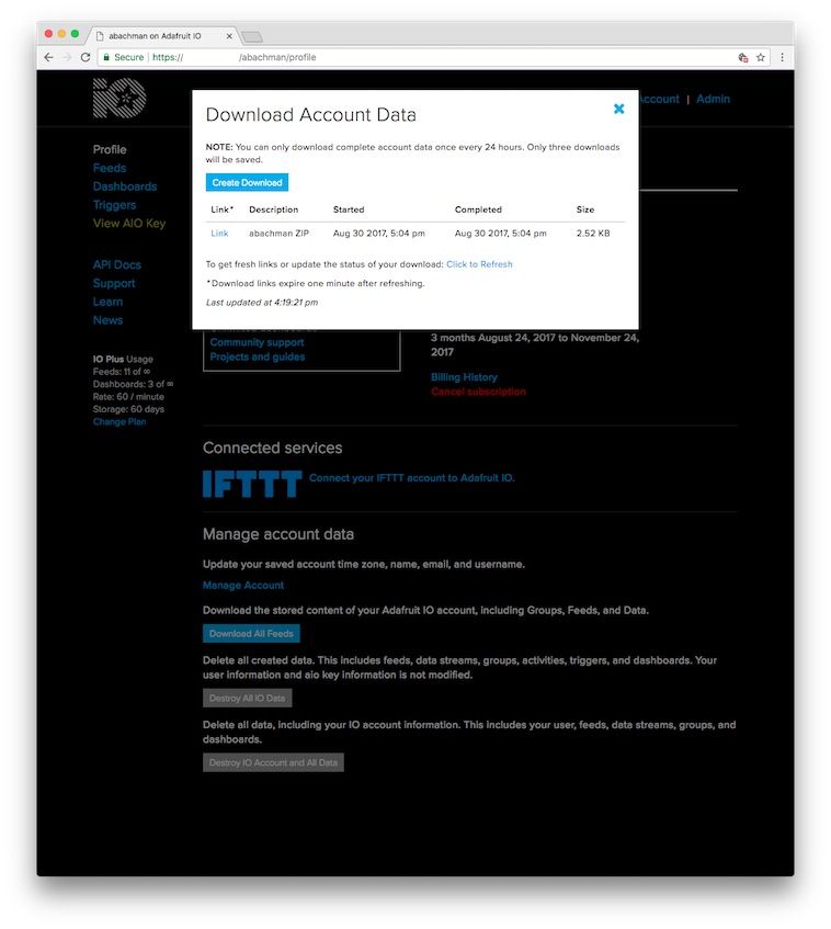 Updated account data download